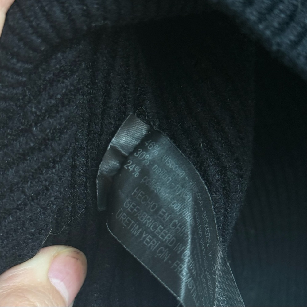 Zara Black Ribbed Knit Sweater Size S Cropped Crew Neck - Picture 7 of 7